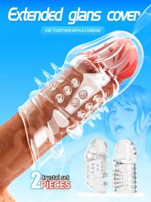 Funda de pene con 2 tallas transparentes diferentes, juguete sexual masculino, producto sexy SM. Funda de pene transparente con partículas suaves. Funda de pene de silicona con vaina extendida. Anillo de pene con estiramiento esférico, reutilizable, funda de pene realista, juguete sexual para adultos, pareja, estimulación de la vagina femenina para mejorar el placer sexual, funda de pene de 4 cm de largo para hombres, juguete sexual para parejas
