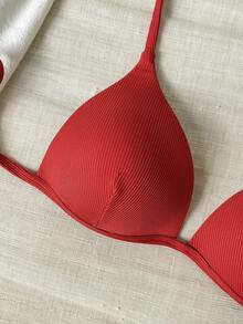 1pc Graduation/Independence Day Red Striped Camisole, Versatile Bralette Bikini Top