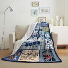 Teacher Appreciation Gifts , Best Teachers Day Gifts From Student, End Of Year Teachers Gift Idea, Teacher Gifts For Graduation Birthday Back To School Blanket,Super Soft Flannel Printed  Blanket,As Birthday Gifts, Family, Wedding, Souvenir Blankets, Polyester Blankets Suitable For All Seasons, Washable, Machine Washable, Lightweight, Breathable, Comfortable, Warm, Unique, 280gsm For Him, Her Personalized Ideal Gifts For Her, Him,  Perfect Nap, Camping, Travel, Home, Daily Life, Office Decoration, Birthday, Anniversary, Valentine's Day, Thanksgiving, Christmas, Halloween, Mother's Day, Father's Day, Wedding, New Year Gifts ,Sofa,Bed,Car,Bedroom,Living Room,Office,  Outdoor Camping, Beach,Wall Decoration - 彩色 - 查看 3
