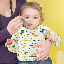 1/5pcs Children Long Sleeve Feeding Bibs, Baby Feeding Aprons To Prevent Soiled Clothes - Multicolor - View 4