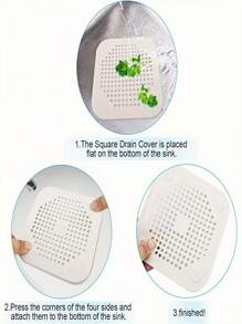 Square Anti-Clogging Drain Cover, Plastic Fine Mesh Drain Filter For Kitchen & Bathroom, Drain Cover, Sealing Cover, Drain Stopper, Anti-Hair Drain Cover, Bathroom Drain Back To School