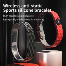 1pc Anti-Static Diamond Style Silicone Couple Wristband With Negative Ion To Remove Static Electricity For Outdoor Sports, Jewelry For Men And Women With A Simple And Minimalist Style