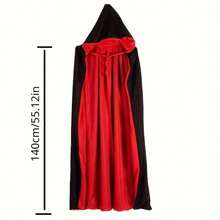 1 件黑红色双面巫师死亡斗篷万圣节表演服装