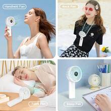 Small Portable Fan With Lanyard, 180° Free Adjustment, Foldable Handheld Fan With 6 Speeds, Small Pocket Fan With LED Display, Low Noise Fan With Power Bank For Outdoor Activities Such As Traveling, Shopping, And Hiking - 白色 - 查看 2