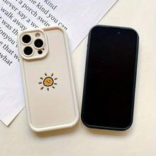 Cartoon Sun Moon Black And White Couple TPU Anti-Drop Mobile Phone Case For 16 15 14 13 12 11 PROMAX PLUS Full Soft Case Anti-Drop XS/ XR/ 7/ 8PLUS/ SE2/ SE3 Couple Simple
