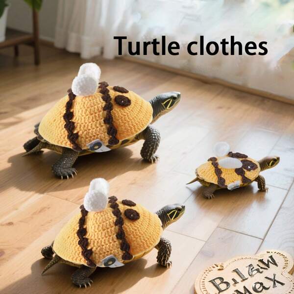 1 Stück Schildkröten Kostüm, Bienen Design, 3 Größen, verstellbarer Gummizug, gestrickt, passend für verschiedene Schildkrötengrößen