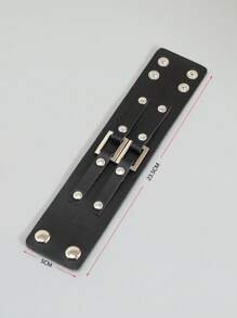 1 pièce Bracelet de poignet en PU pour hommes à boucle double style punk rock métal