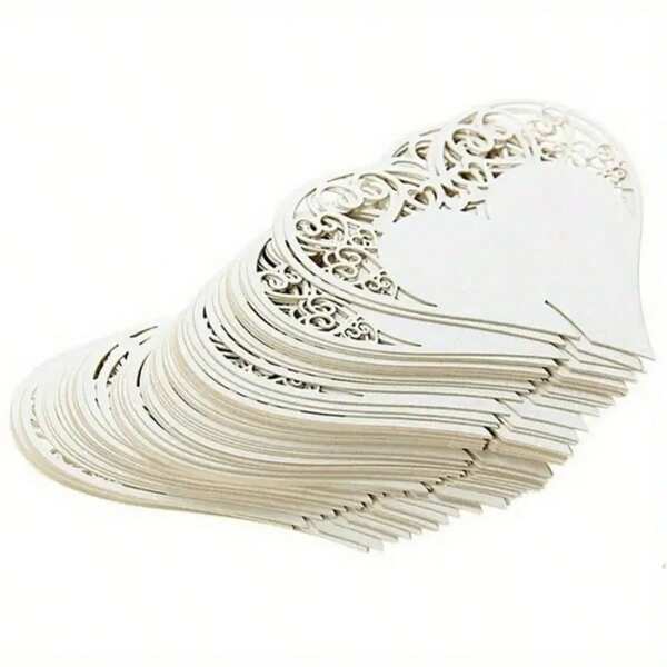 50pcs Heart Shaped Wine Glass Place Cards, Suitable For Wedding, Valentine's Day, Anniversary, Proposal And Party Events Decoration To Make The Venue More Romantic And Loving