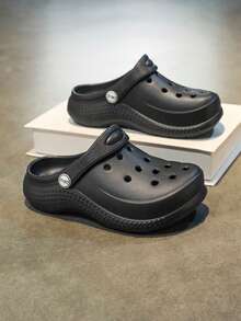 Sandalias transpirables gruesas y suaves de uso interior y exterior para niños, de estilo slip-on para el verano - Negro - Ver 5