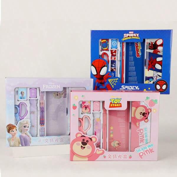 Disney Caja de regalo de papelería de Disney, set de papelería para estudiantes, premios de útiles escolares, regalos de papelería atractivos para vacaciones, regreso a clases
