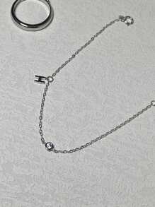 Pulsera con cristal con inicial "H" para mujeres, chapada en oro de 18K, de plata de ley 925, simple, elegante, versátil y delicada
