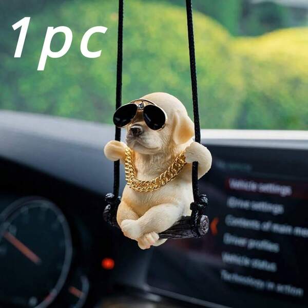 1pc Labrador Retriever Car Rearview Mirror Ornament Cute Swinging Dog Rearview Mirror Accessories Suitable For Men And Women