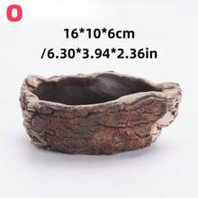 Maceta de cemento con diseño de tocón con estilo retro- El diseño de raíz rural es adecuado para plantas suculentas y plantas verdes, lo que puede iniciar una buena fortuna todo el año con un toque de vitalidad, y las macetas decorativas para interiores/exteriores están equipadas con agujeros de drenaje.