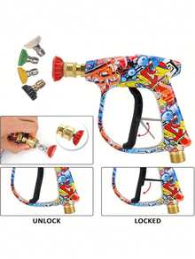 Pistola rociadora a presión M22-14 Max 3000 PSI con conector rápido de 1/4" Lanza de humo de nieve y 5 puntas rociadoras y soporte para boquillas, compatible con coche, limpieza de jardín - Multicolor - Ver 5