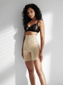 1 pieza Shorts moldeadores sin costuras de cintura alta con control de abdomen y elevación de glúteos para mujer, talla grande