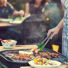 Pinzas de cocina, pinzas de acero inoxidable para BBQ, cocción, parrilla, con punta de silicona resistente al calor y cierre - Verde - Ver 5