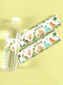 10pcs Dinosaur Theme Water Bottle Labels, Cartoon Dinosaur Roar Water Bottle Stickers, Jungle Animal Water Bottle Wraps, Dinosaur Theme Party Decorations, Suitable For Baby 1st Birthday Party - Multicolor - View 9