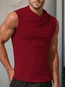 Playera con Cuello Asimetrico Cruzado de Hombros Descubiertos para Hombre - Rojo violeta - Ver 2