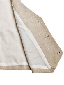 3pcs/Set Boys' Summer Cute Gentleman Plaid Vest, Shorts With Bow Tie, Suitable For Birthday Party, Banquet, Performance, Wedding And Other Occasions - Khaki - View 5