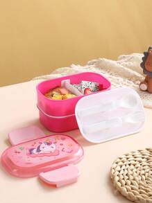 1pc Microwaveable Cartoon Sealed Lunch Box, Office Workers' Heated Lunch Box, Anti-Drop Lunch Box, Portable Lunch Box