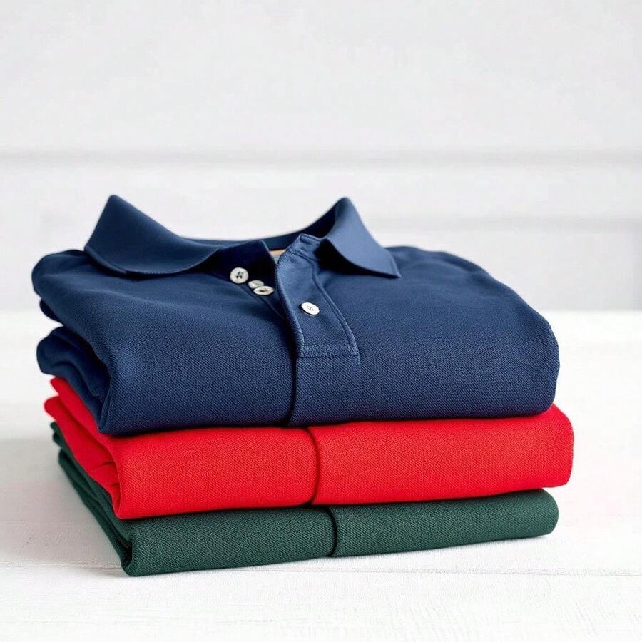 Kit 3 Polo Collar Shirts Casual Slim Fit T-Shirts 100% Cotton Sport Live Stock  Various Colors - KIT 3 擁抱老闆 - 查看 1
