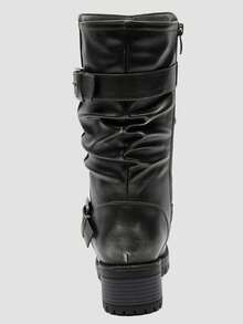 GLOBALWIN Women's Mid Calf Dress Boots Biker Motorcycle Riding Boots Women For Women Fall Boots Halloween Season - 21yy08 Xám kim loại cũ kỹ - Xem 5