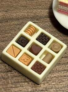 Escultura delicada y encantadora de postre de chocolate, modelo comestible de ensamblaje DIY, estas miniaturas de tienda de postres se pueden abrir, accesorios de decoración para escena de supermercado de miniatura de casa de muñecas, juguetes de aperitivos hechos a mano, decoración de casa de muñecas, accesorios de fotografía, ¡decoración de paisaje micro!