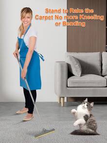 Îndepărtator de păr de animale pentru covor – Perie puternică de scame pentru curățare profundă, mâner extensibil de 45", instrument eficient de îndepărtare a părului de animale pentru câini și pisici – Mătură reutilizabilă pentru blană, răzuitor reglabil pentru covoare, perfect pentru proprietarii de animale de companie – Îndepărtator de păr pentru podea și mobilier - Multicolor - Vizualizare 6