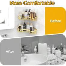 3 Pack Corner Shower Caddy Adhesive Organizer Pink  Adhesive Shower Organizer For Bathroom Storage, Rustproof Stainless Steel Shower Shelves, No Drilling, Space-Saving Shower Rack Shelf For Inside Shower, Pink - L-Shaped Gold of 3 - 查看 10