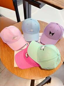 Sanrio 1 Berretto da baseball regolabile Sanrio con ricamo di Hello Kitty Cute, Kuromi, Melody e Cinnamoroll - in poliestere traspirante, cappello protettivo dal sole adatto per tutte le stagioni - ideale come regalo per compleanni e anniversari