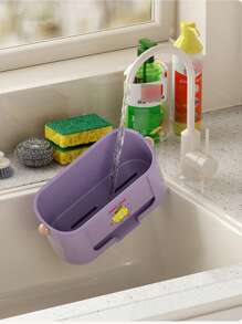 1pc Kitchen Dish Draining Rack, Sponge And Cloth Holder, Large Capacity Sink Organizer