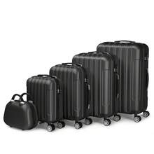 5 Piece Suitcase Set With Corner Protectors, 12/16/20/24/28 Inch Durable Hard Shell 360 Degree Spinner Wheels Large Capacity Multifunctional Lightweight Travel Suitcase - 豎橫黑色 - 查看 4