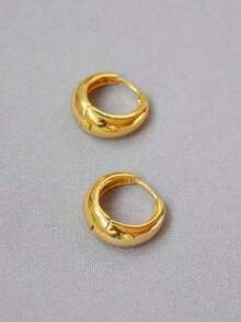 2pcs Gold Plated Chunky Hoop Earrings Huggie Earrings Bridal Wedding Party INS Jewelry Friend Girlfriend Wife Valentine's Day,Mom,Mother,Mother's Day, - 黃金 - 查看 5