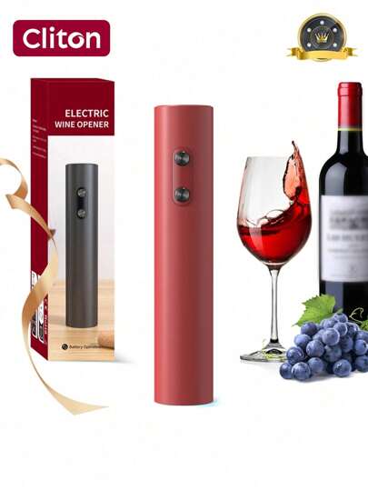CLITON Deschizător de sticle de vin, deschizător electric de sticle de vin, tirbușon automat cu baterii, cadou pentru iubitorii de vin, femei și bărbați (negru)