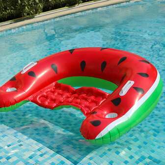 1pc Inflatable Watermelon Floating Chair, Thick U-Shaped Floating Raft, Fruit Themed Hammock Floating Raft