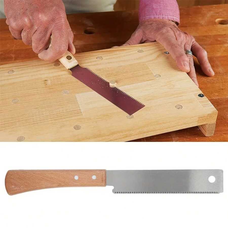 Sierra de mano pequeña de 12 pulgadas, sierra de corte al, sierra manual para carpintería, recto de madera, herramienta de ajuste de sierra de tracción de un filo para el hogar 8BIY - 1 - Ver 1