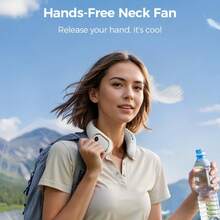 Portable Neckband Fan, 360° Bladeless Cooling Handheld Hands-Free Design, Long-Lasting Battery, 5-Speed Regulation, USB Rechargeable, Unisex Wearable Personal Fan, Suitable For Travel, Office And Outdoor Use - trắng - Xem 4