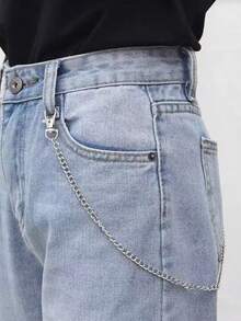 朋克风镂空装饰腰带，时尚百搭韩版PU皮带女腰带，可调节腰链 - 銀色 - 查看 2