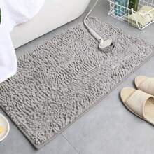 1pc Simple Solid Color Soft Chenille Non-Slip Bathroom Mat, Suitable For Bathroom, Toilet, Bedroom, Kitchen & Other Home Decoration