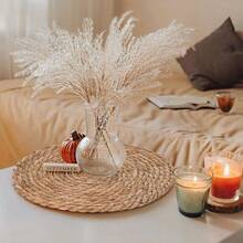 10 Pcs Bohemian Style Round Woven Placemats - 12 Inches Natural Linen, Handcrafted Rattan Design, Suitable For Dining And Home Decor - Perfect For Weddings, Valentine's Day, Christmas And Parties - 黃色 - 查看 3