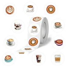 500Pcs Coffee Sticker Roll Food Stickers Tea Stickers Dessert Stickers Coffee Cup Stickers Cooking Stickers Coffee Party Decorations Vinyl Waterproof Stickers Aesthetic Laptop Sticker Pack Skateboard Stickers Water Bottle Stickers Notebook Stickers