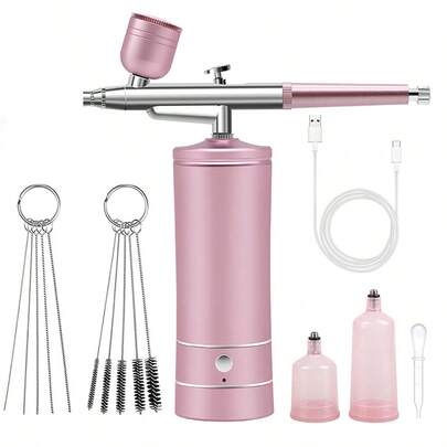 Cordless Rechargeable Airbrush Kit With Compressor, 0.3mm Tip  Handheld Airbrush, Portable Spray Airbrush For Painting, Tattoo, Nail Art, Model Coloring, Makeup