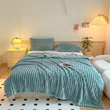 Soft Warm Solid Blanket Fleece Plush Throw Rug Home Decor Sofa All Size Bedding - 藍色 - 查看 14