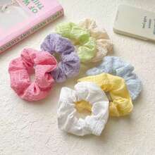 7 Stück Gänseblümchen/Sahne-Kremschnitten Scrunchies Haargummis, plissierte elastische Haarzubehör, stilvolle & vielseitige für den täglichen Gebrauch, Frühlings-/Sommer-Haargummis für Zöpfe