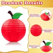 5/15 Pieces Of Interior Decoration: Red Apple-Shaped Paper Lantern Decoration, Hanging Ornaments, Fruit-Themed Party Home Decoration - Red Apple - View 5