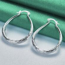 Exquisites 1 Paar 925 Sterling Silber Personalisierte Retro-Textur U-förmige Creolen für Frauen Mode Charm Schmuck Party Boho Geschenk Paar