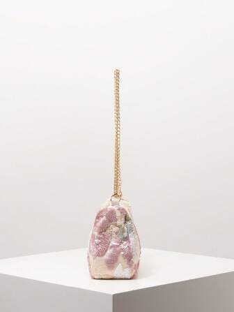 亮片单肩包，新娘派对和舞会配饰，女士闪亮亮片包，优雅婚礼用品，随机图案闪亮舞会手包