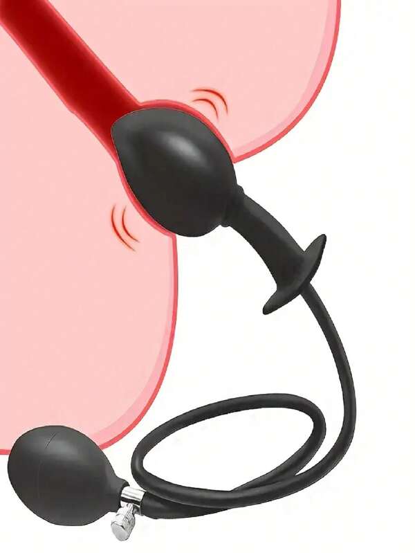 1 Stück extra großer Lotus-förmiger Silikon Anal Plug, aufblasbares Urethra-Röhrchen, Chrysanthemen-Perle für den Enddarm, Anal Stimulator, Expander, Fisting Masturbations Sexspielzeug, einfarbig, handwaschbar - Schwarz mit roten Akzenten, Urethra Stimulation | Aufblasbarer Plug | Handwaschbares Spielzeug