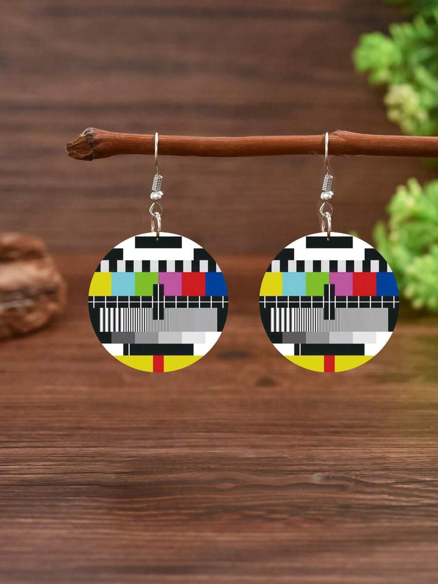 1 对复古 Y2K 风格设计女士耳环，复古电视录像机风格，采用亚克力材质制成，适合女士和女孩，创意礼物，适合日常佩戴和送礼，适合所有季节 - 彩色的 - 查看 1