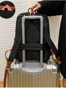 Mochila para laptop de grande capacidade Bolsa para livros escolar de nylon - Marrom - Visão 6